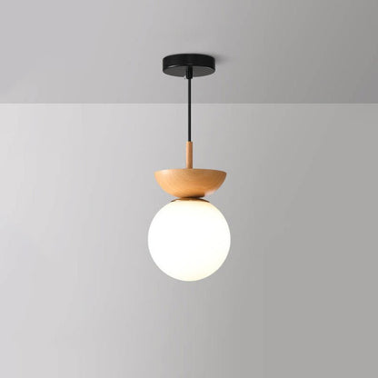 Lampada da soffitto stile giapponese | Design minimalista in legno e vetro