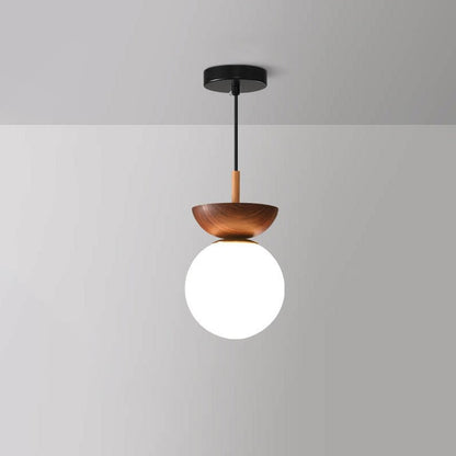 Lampada da soffitto stile giapponese | Design minimalista in legno e vetro