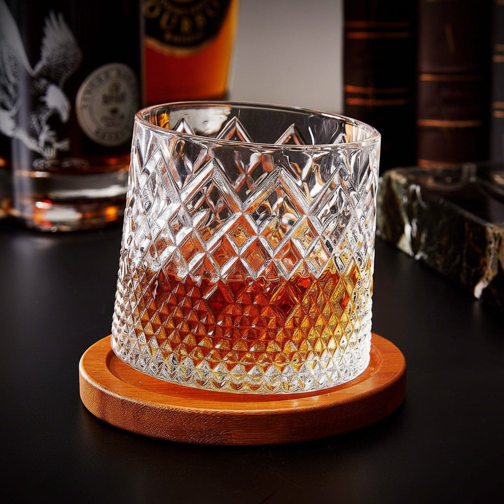Vaso de whisky giratorio de cristal para realzar el aroma