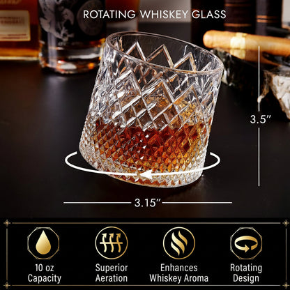 Vaso de whisky giratorio de cristal para realzar el aroma
