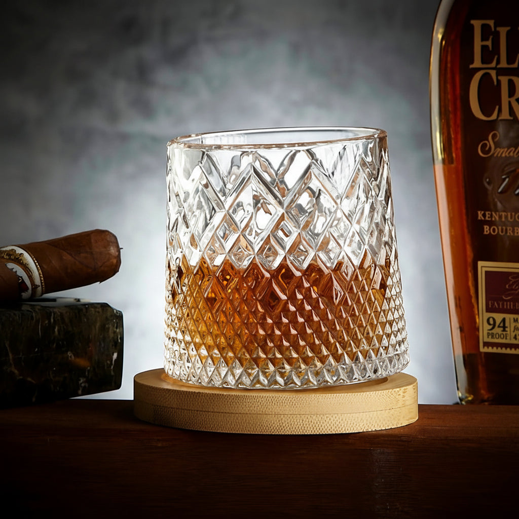 Vaso de whisky giratorio de cristal para realzar el aroma