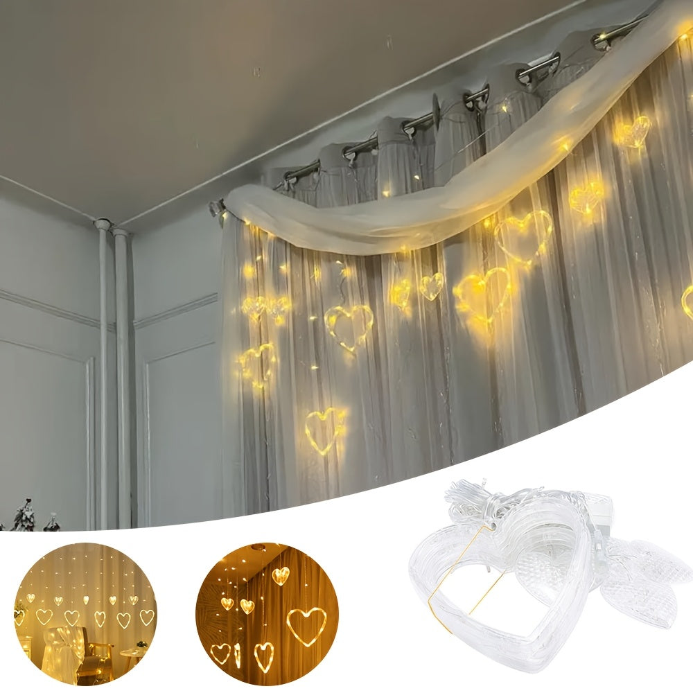 Luzes de Cordão em Forma de Coração LED Quente Decoração para Janela