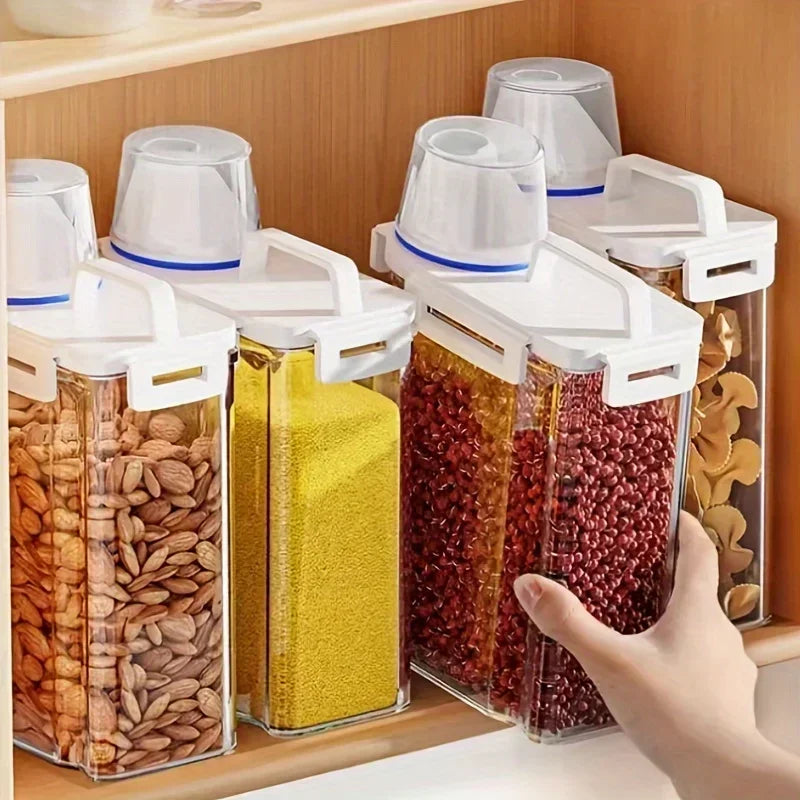 Contenitore Ermetico per Conservazione Cereali | Dispenser da 2,5L per Riso, Cereali e Farina con Misurino