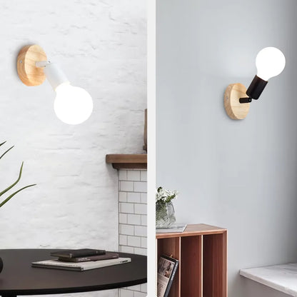 Vintage Retro Wall Lamp | Adjustable Wooden & Metal Sconce
