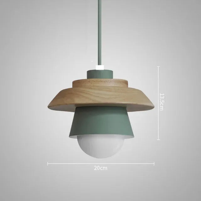 Nordic Wood Pendant Light | Colourful Macaron Design