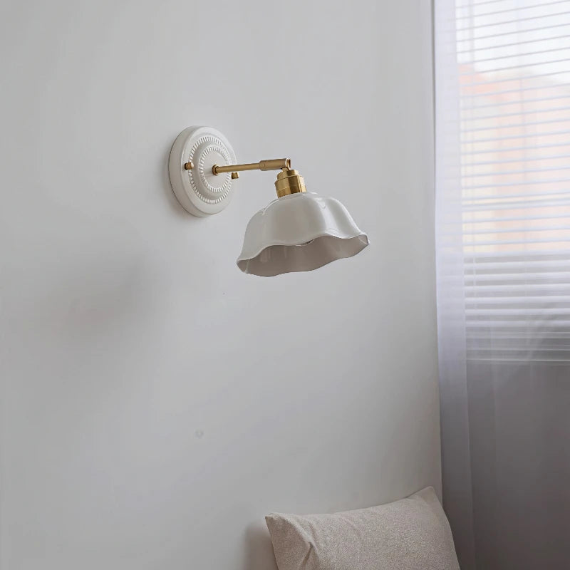 Nordic Cream Ceramic Wall Lamp | Vintage Elegance for Modern Homes