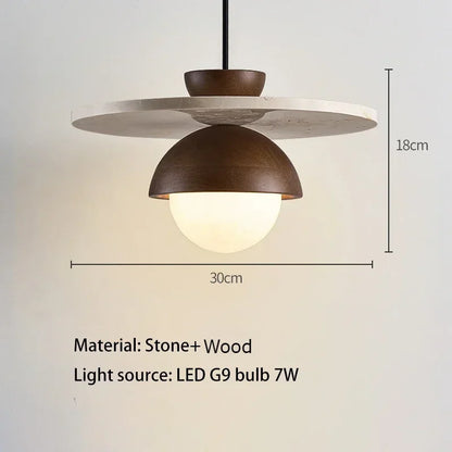 Dänemark Pendelleuchte | LED-Kronleuchter aus Walnuss und Stein