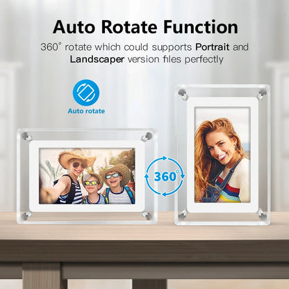 ClearFrame | Cadru Foto Digital din Acril | Ecran IPS Portabil cu Baterie Încorporată