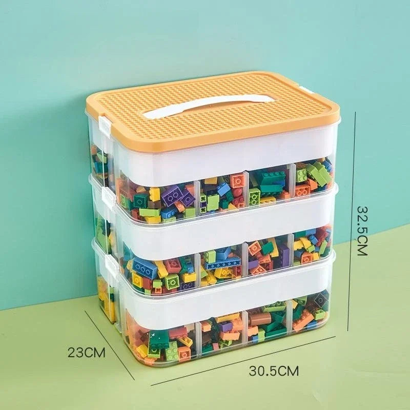 Plastic Lego Storage Box | Building Block Organizer with Sorting Compartments – Kids Puzzle & Toy Storage Container