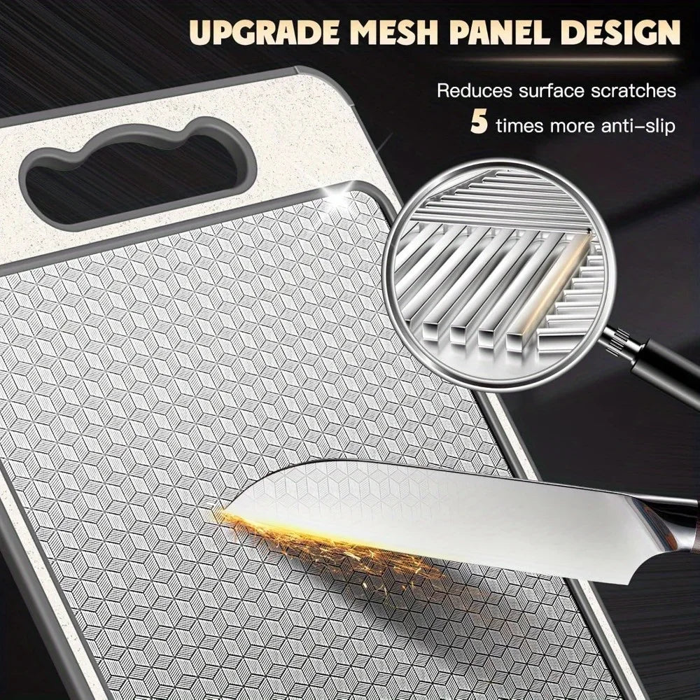 Stainless Steel Cutting Board | Double-Sided Scratch-Resistant Kitchen Board with Anti-Slip Silicone Edges