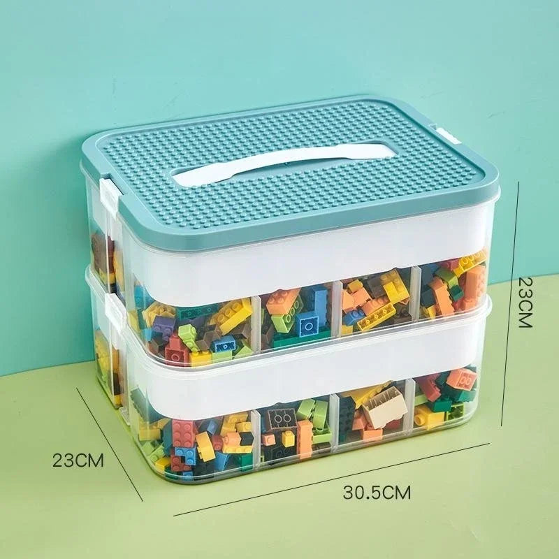 Plastic Lego Storage Box | Building Block Organizer with Sorting Compartments – Kids Puzzle & Toy Storage Container