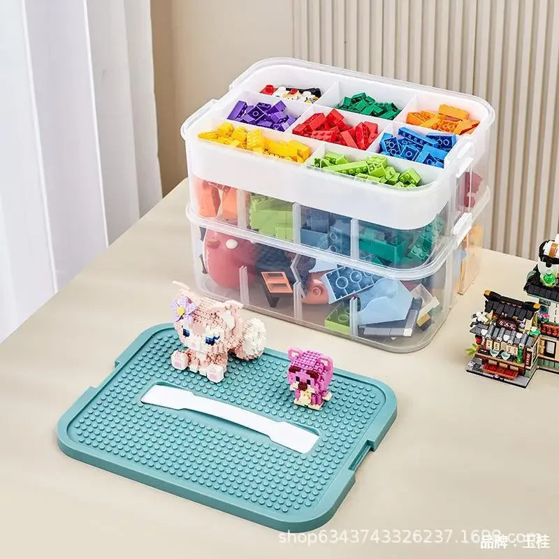 Plastic Lego Storage Box | Building Block Organizer with Sorting Compartments – Kids Puzzle & Toy Storage Container
