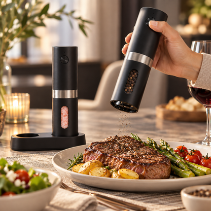 Salt Pepper Mill Rechargeable Set Adjustable Grind