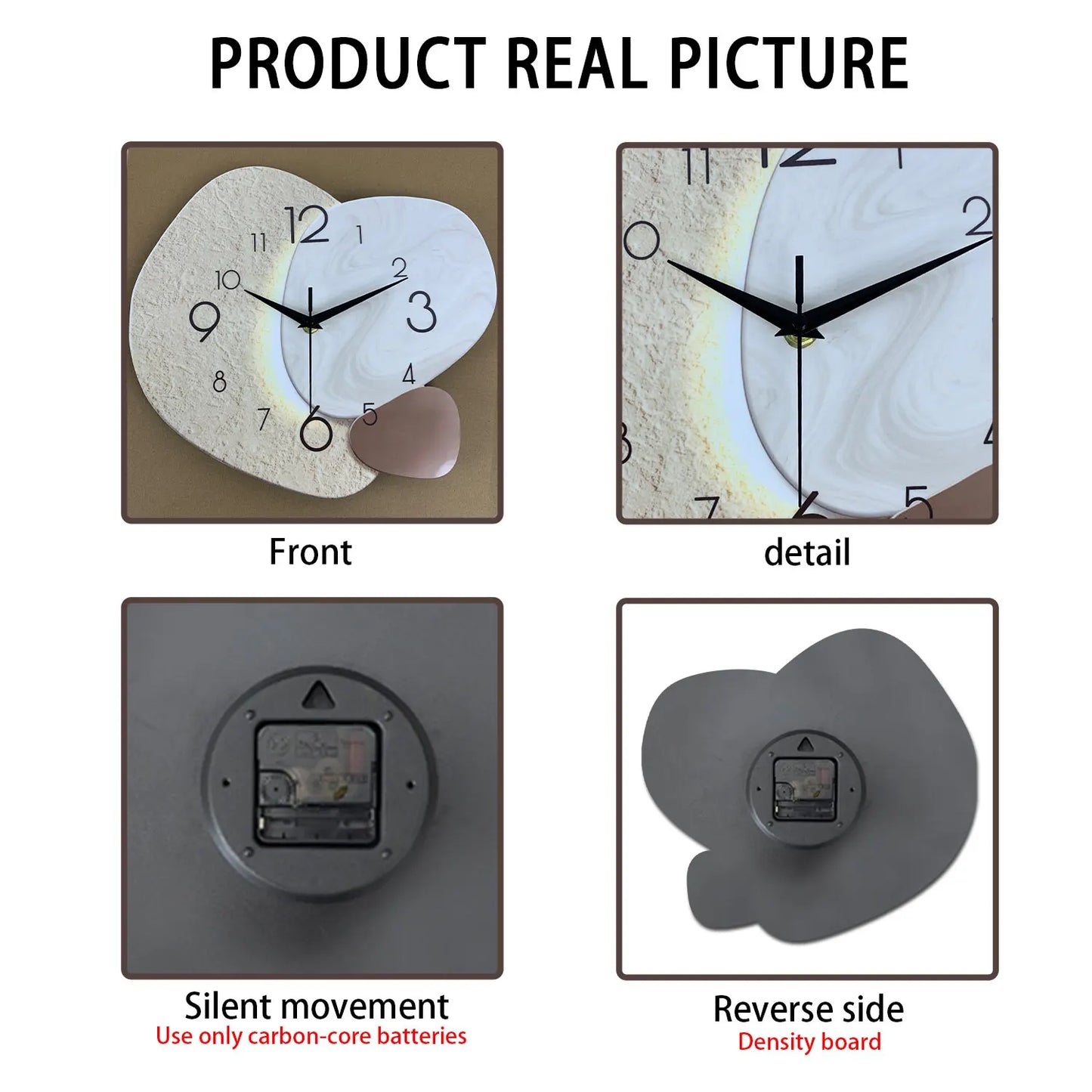 TempoStone | Orologio da Parete Moderno e Semplice | Design Silenzioso al Quarzo