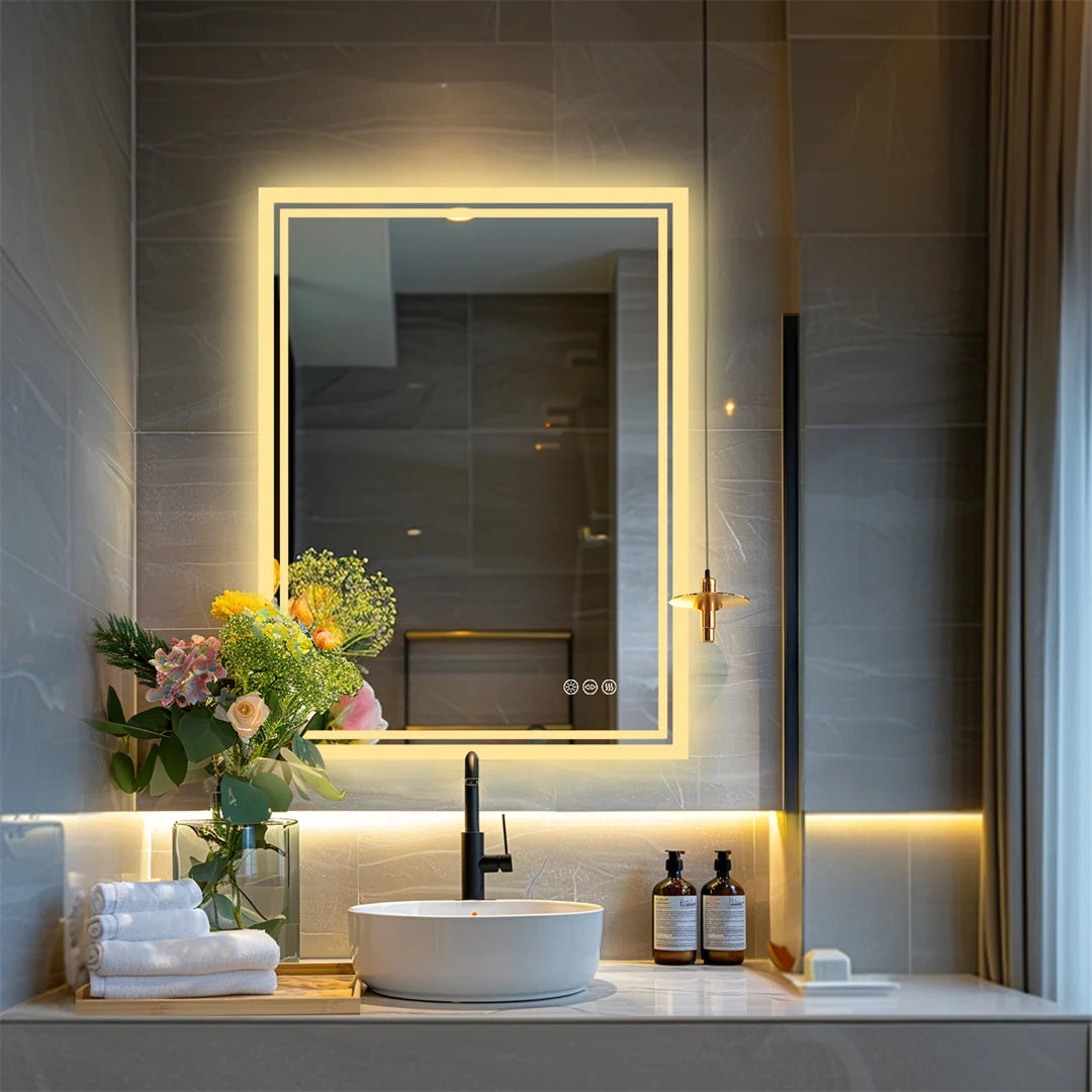 LuvoGlow | LED Bathroom Mirror | Frameless Dimmable with Anti-Fog