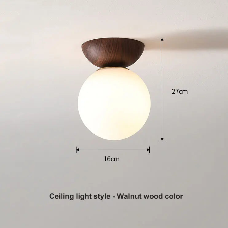 Modern Nordic Glass Ball Ceiling & Pendant Light | Wood Finish