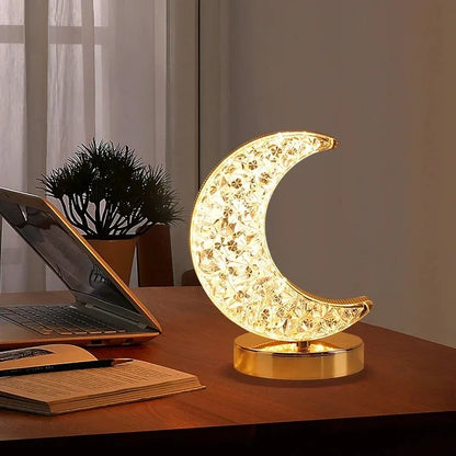 Stellora | Candeeiro Noturno LED 3D de Cristal | Candeeiro Recarregável com Toque e Regulador de Intensidade