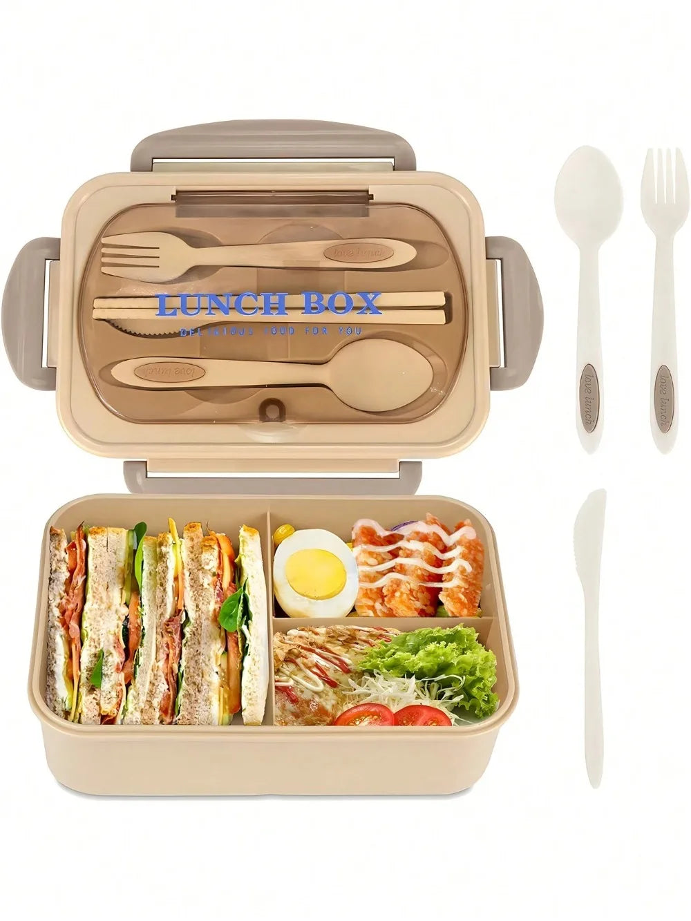 MealMate | Bento Lunch Box with Utensils | 4 Compartments & Leak-Proof Design