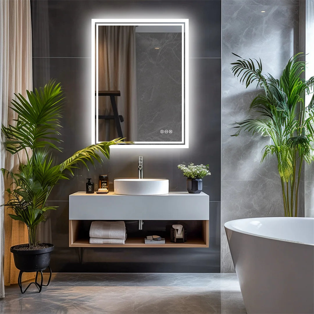 LuvoGlow | LED Bathroom Mirror | Frameless Dimmable with Anti-Fog
