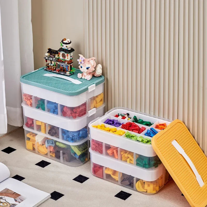 Plastic Lego Storage Box | Building Block Organizer with Sorting Compartments – Kids Puzzle & Toy Storage Container