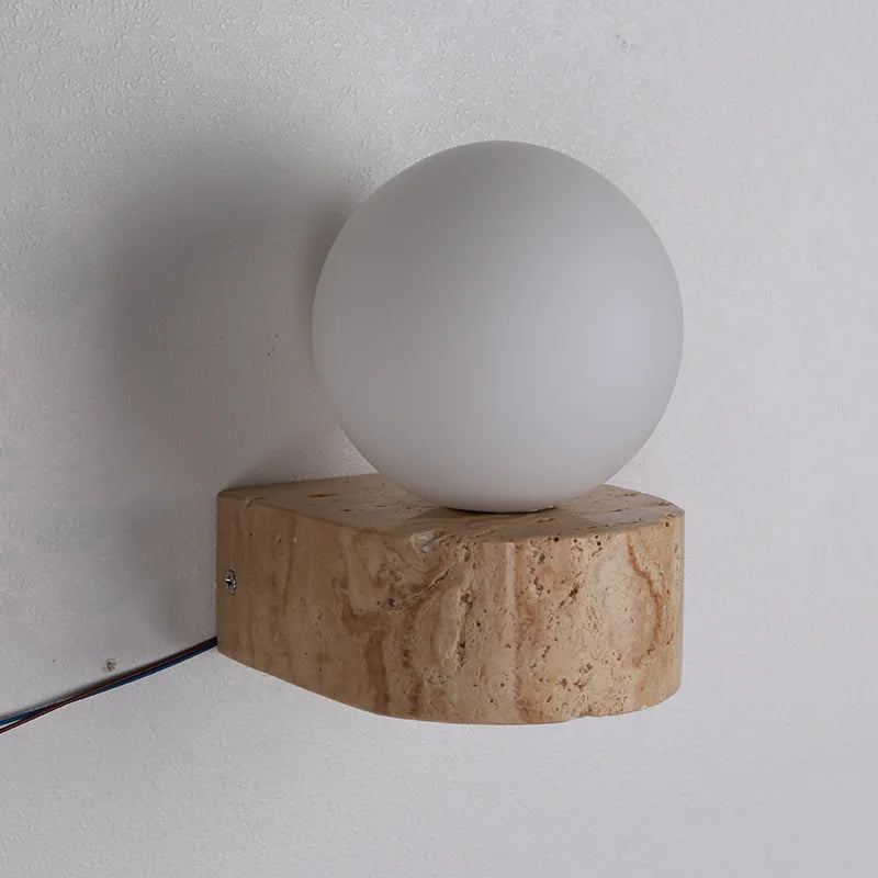 Travertine Stone Wall Lamp | Modern Japanese-Style LED Sconce