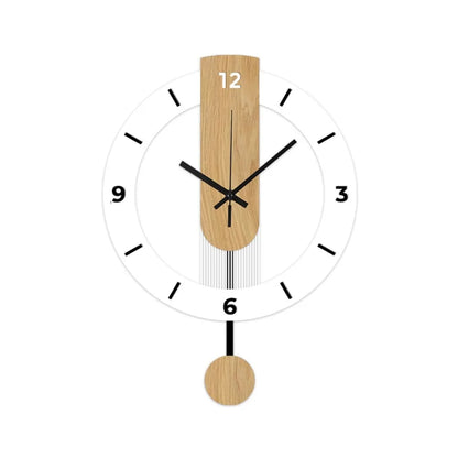 Ceas de perete minimalist cu pendul | Design modern din acril și lemn