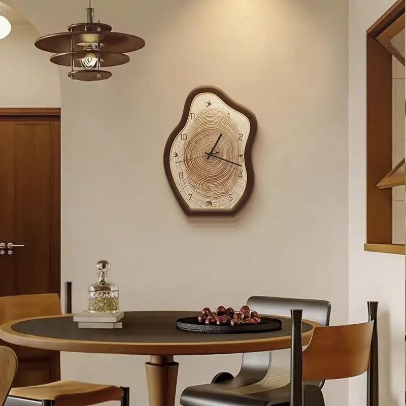 Rustic Annual Ring Clock | Natural Wood-Inspired Design