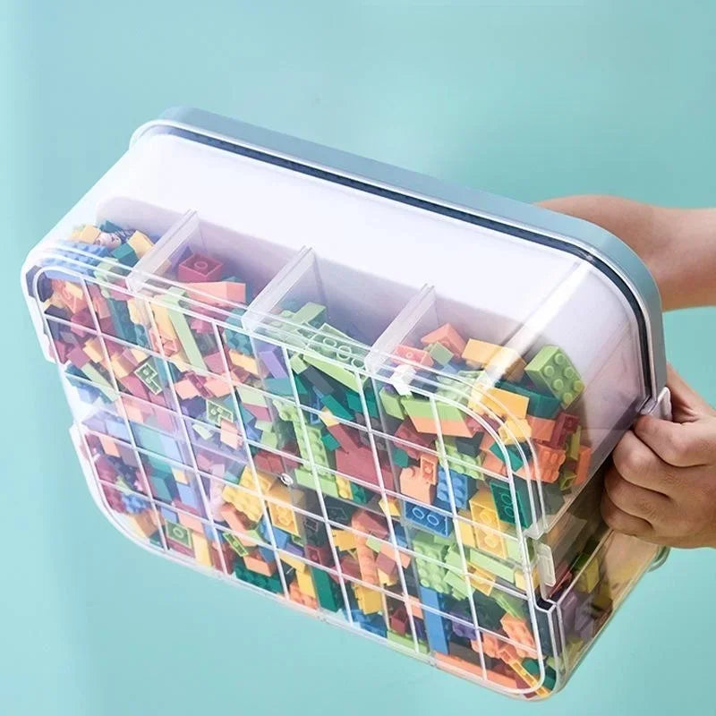 Plastic Lego Storage Box | Building Block Organizer with Sorting Compartments – Kids Puzzle & Toy Storage Container