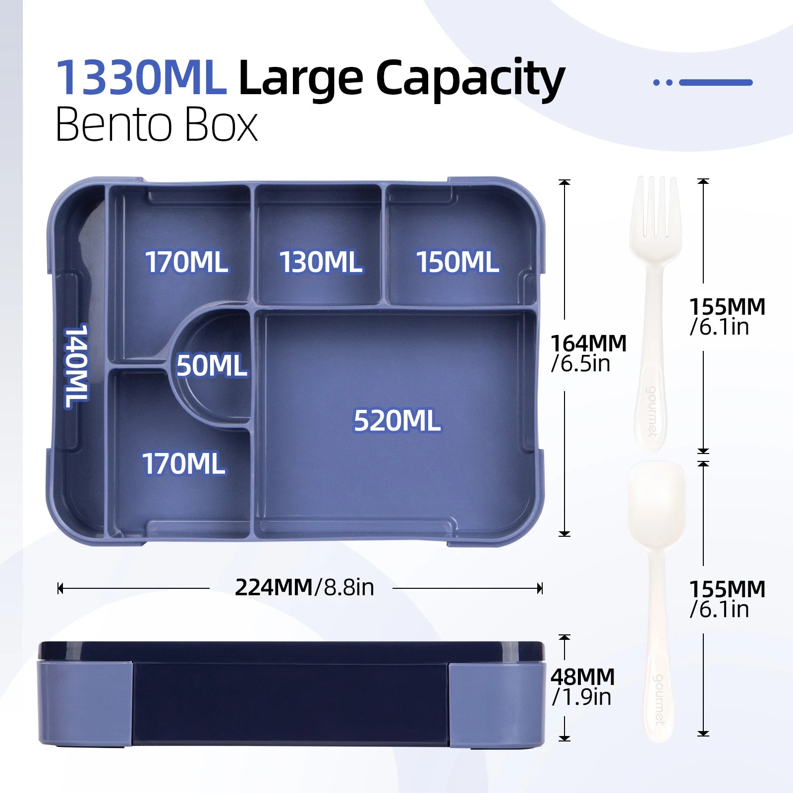 BentoMax | 1330ml Large Capacity Leak-Proof Bento Lunch Box – Microwave & Portable Food Container