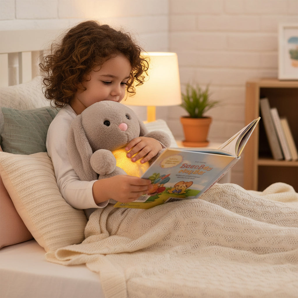 Kuscheltier Hase Plüsch Atmend Schlafhilfe Entspannung Kinder