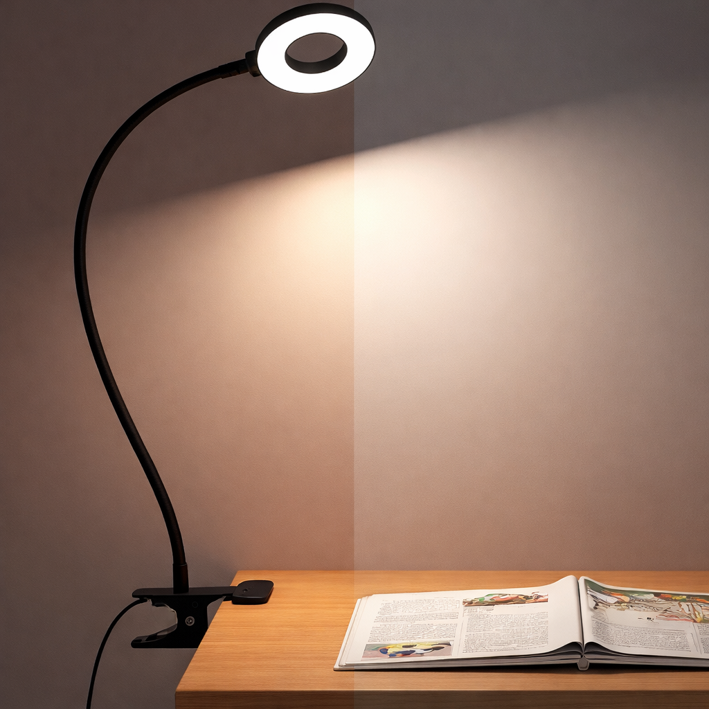 Desk Lamp Clip Flexible LED Reading Light 3 Color Modes