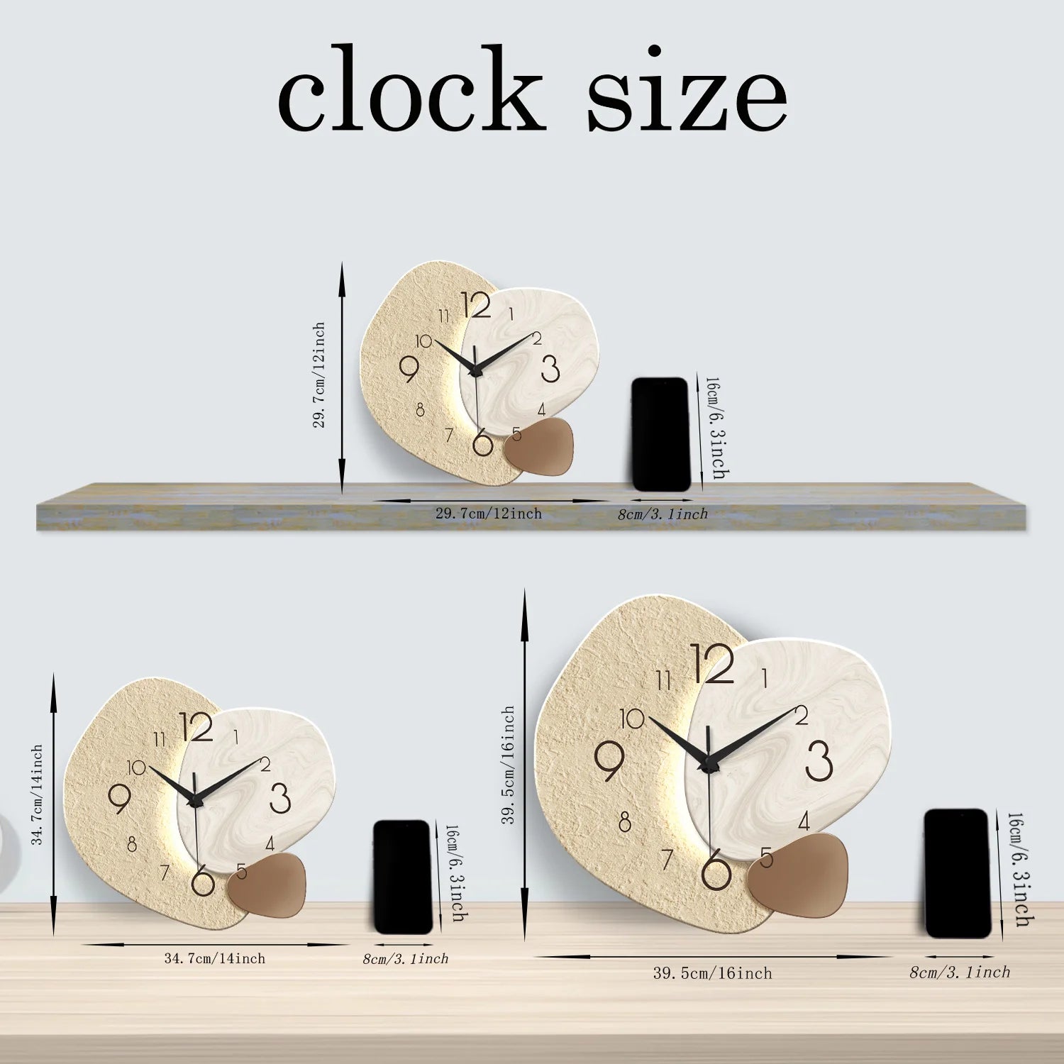 TempoStone | Modern Simple Wall Clock | Silent Quartz Design