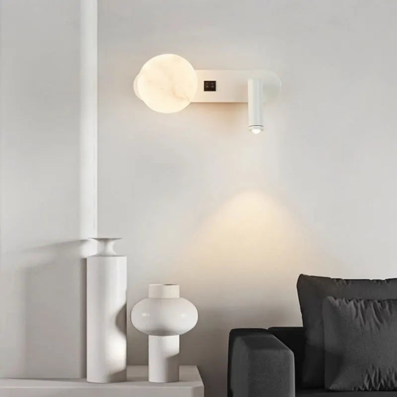 LunarBeam Candeeiro de Parede Duplo | Design Moderno Nórdico para Mesa de Cabeceira