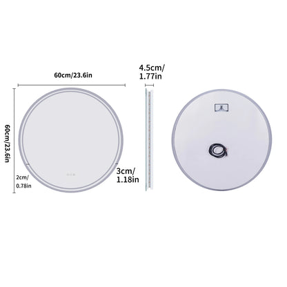LuvoRound | Rundes LED-Badezimmerspiegel | Antibeschlag & Dimmbarer Touchscreen