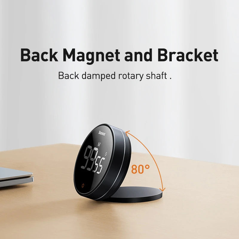 Baseus Digital Kitchen Timer | Magnetic Countdown Alarm with Large LED Display – Cooking, Baking & Study Stopwatch