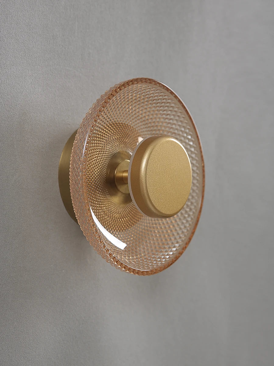 Moderne farvet glas væglampe | Tekstureret LED disklys