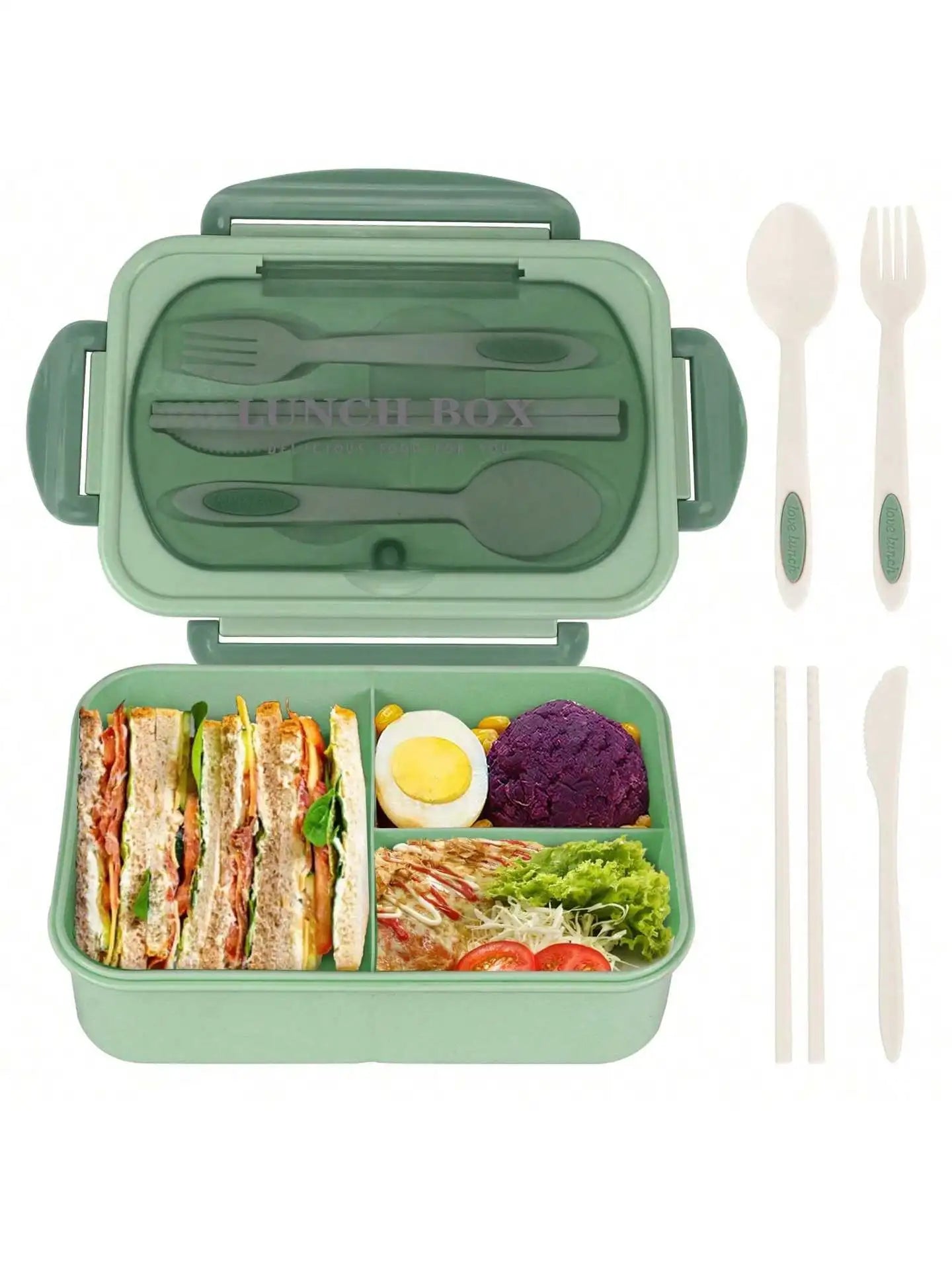 MealMate | Bento Lunch Box with Utensils | 4 Compartments & Leak-Proof Design