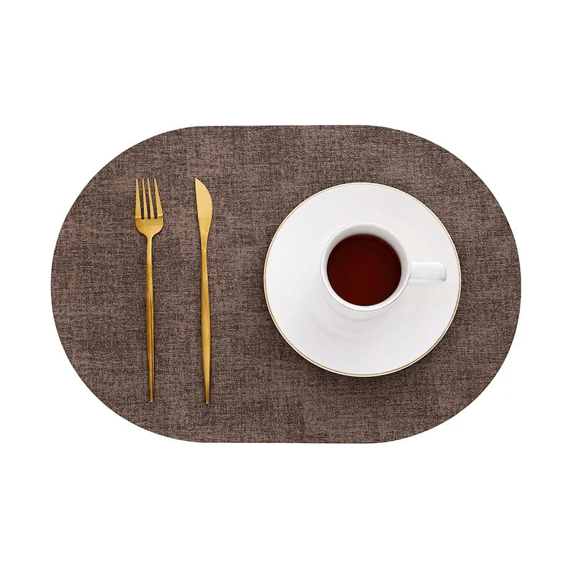 LinoMat | Oval Faux Leather Placemats | Heat Resistant &amp; Non-Slip