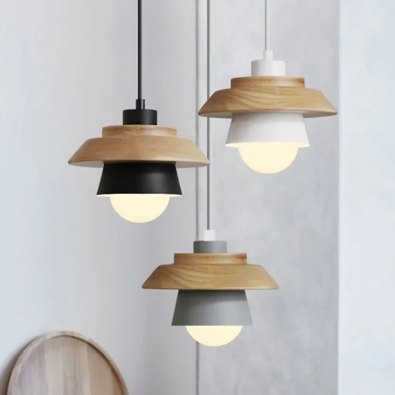Nordic Wood Pendant Light | Colourful Macaron Design