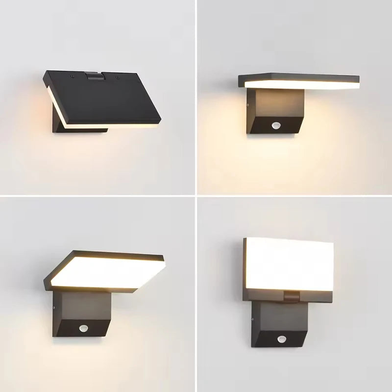 LumiFold Lámpara de Pared Exterior | IP65 Impermeable y Opción con Sensor de Movimiento