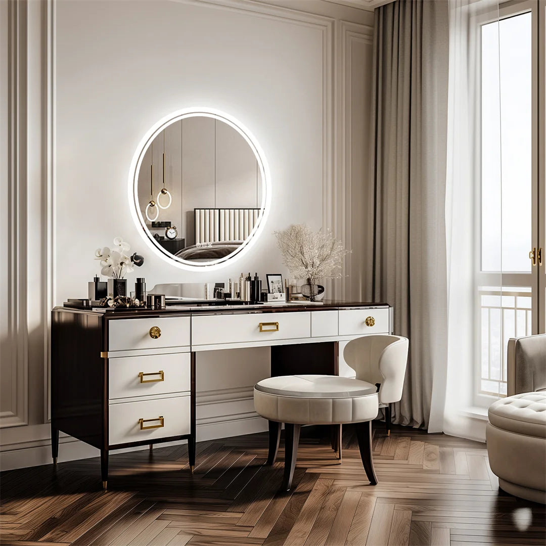 LuvoRound | Round LED Bathroom Mirror | Anti-Fog & Dimmable Touch Screen
