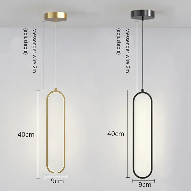 Modern Minimalist LED Pendant Light | Gold & Black Hanging Lamp for Bedroom, Dining & Living Spaces