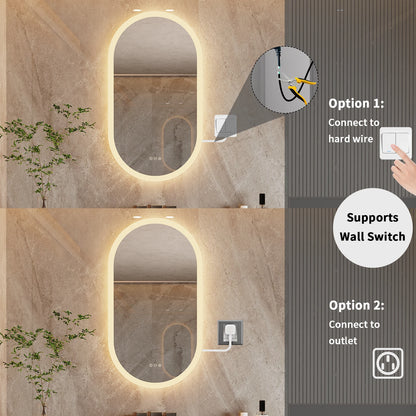 LumoOval | Espejo de baño ovalado LED | Diseño retroiluminado antiniebla y regulable