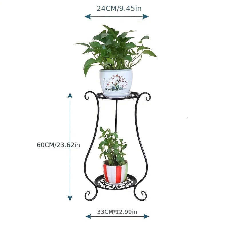 Metal Plant Stand | Double-Layer Indoor & Outdoor Flower Pot Holder