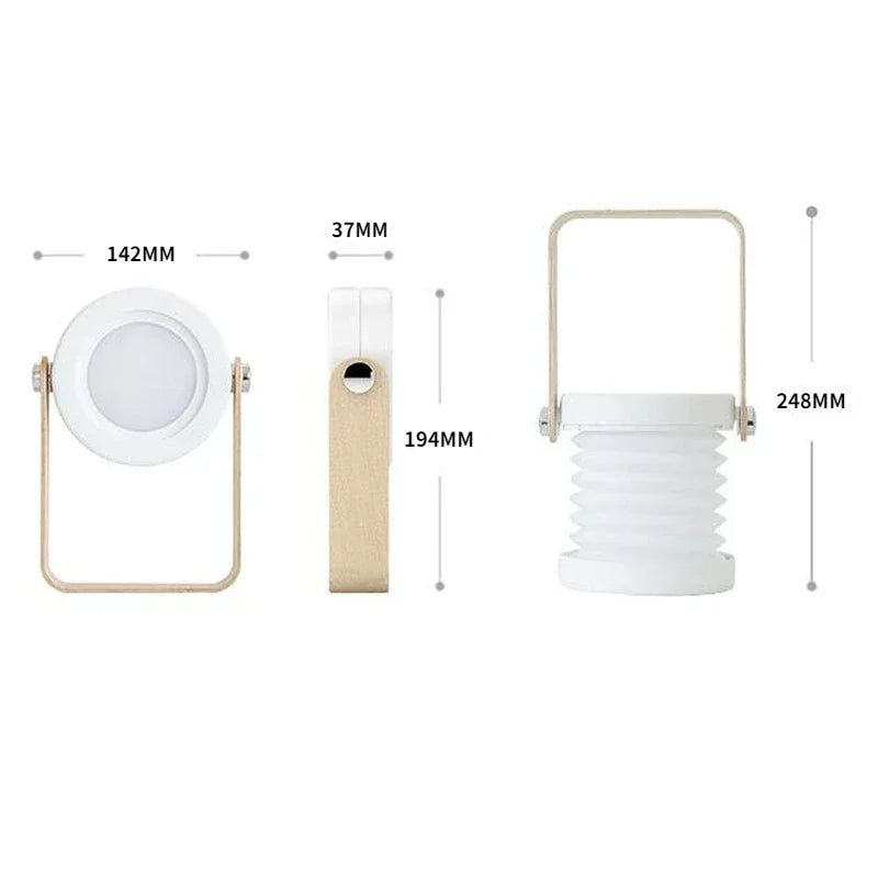 Creative Wooden Handle Portable Lantern | Folding Rechargeable Table Lamp
