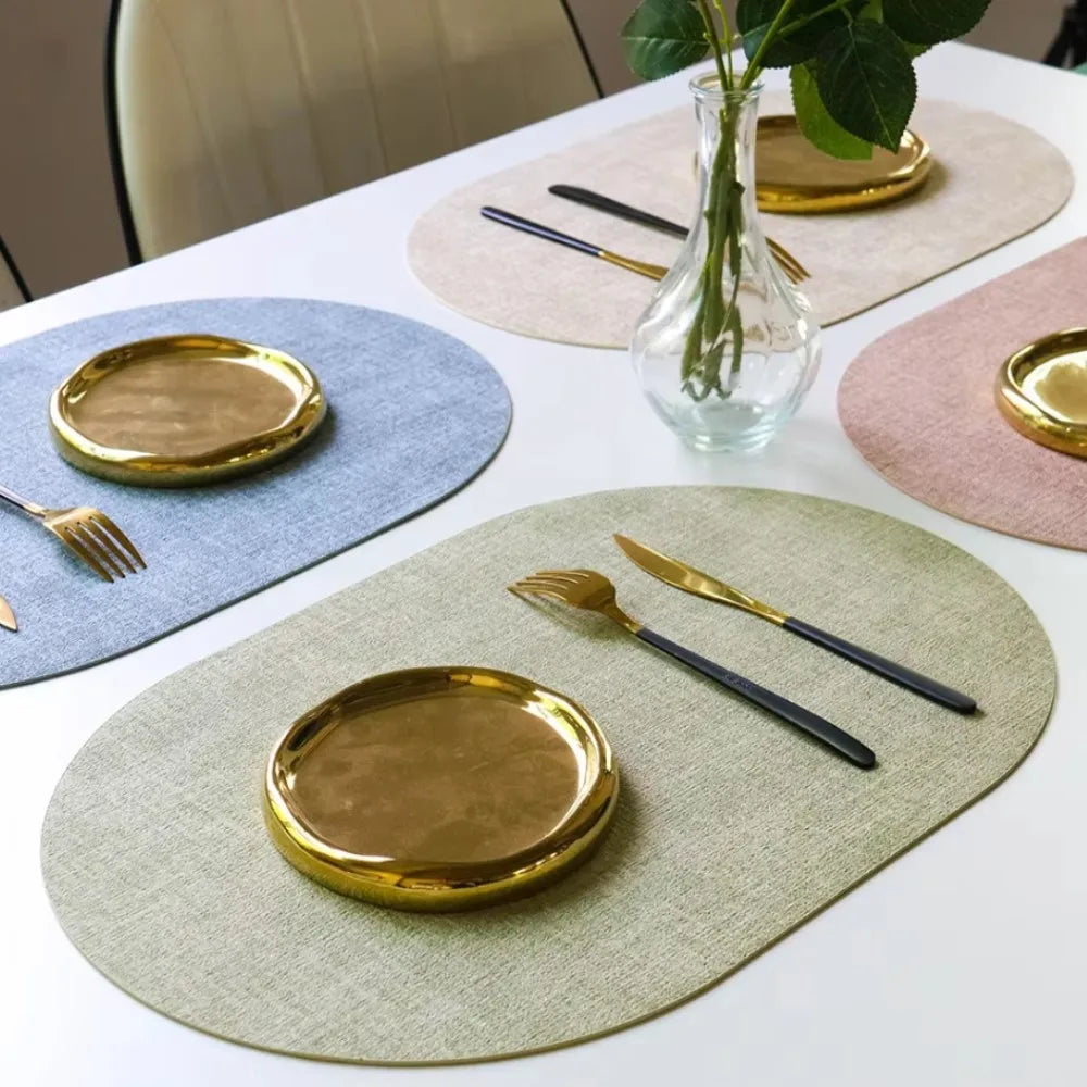 LinoMat | Oval Faux Leather Placemats | Heat Resistant &amp; Non-Slip