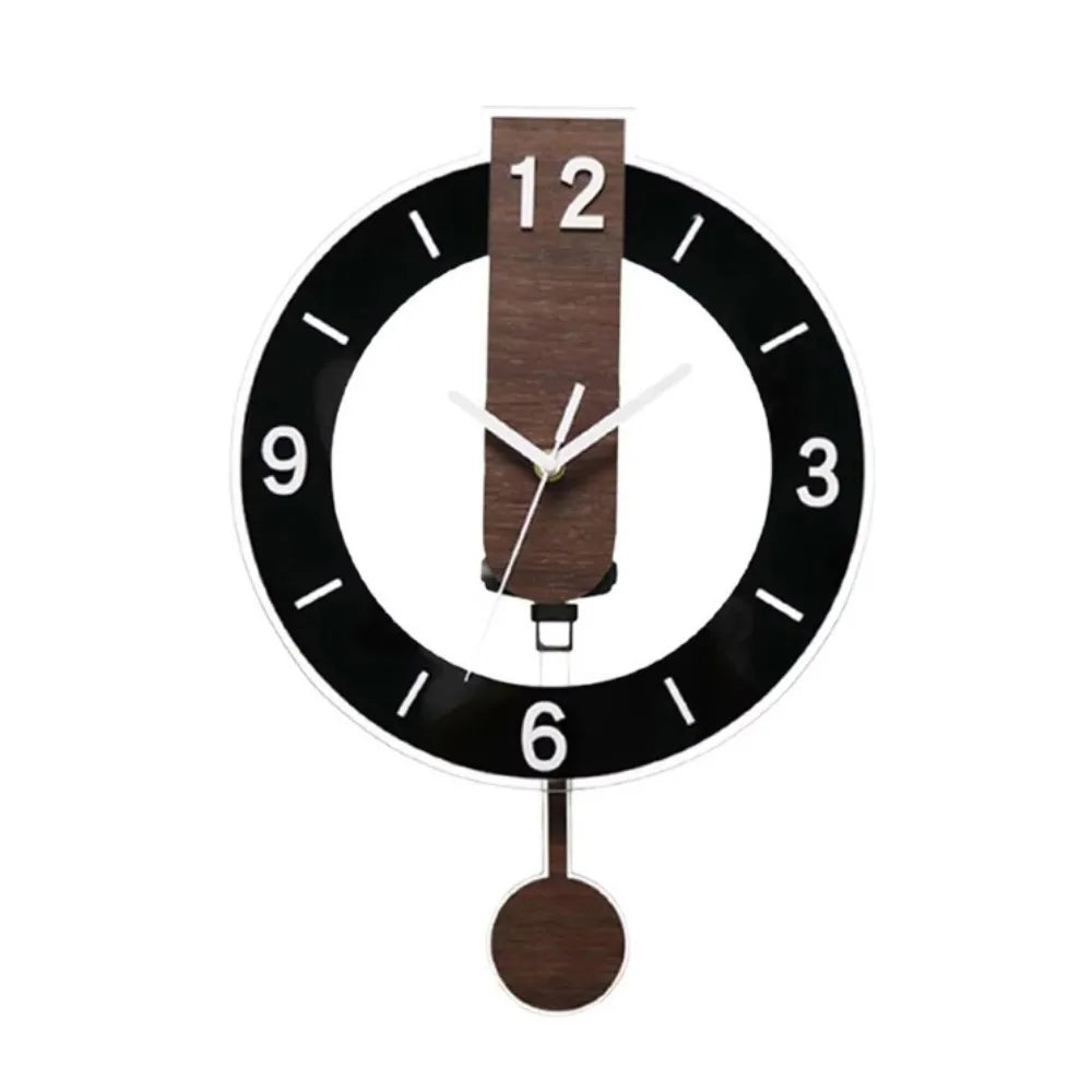 Ceas de perete minimalist cu pendul | Design modern din acril și lemn