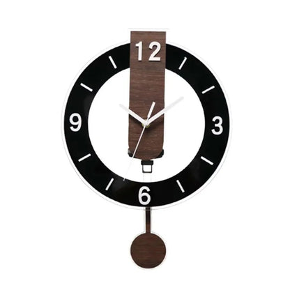 Ceas de perete minimalist cu pendul | Design modern din acril și lemn