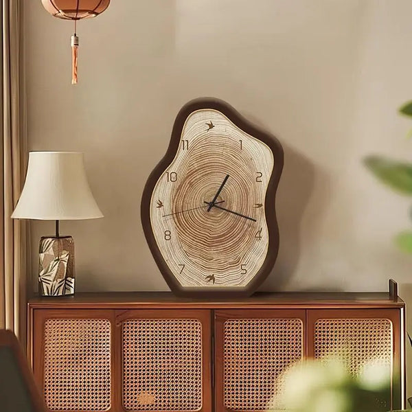 Reloj de Anillos Anuales Rústico | Diseño Inspirado en Madera Natural