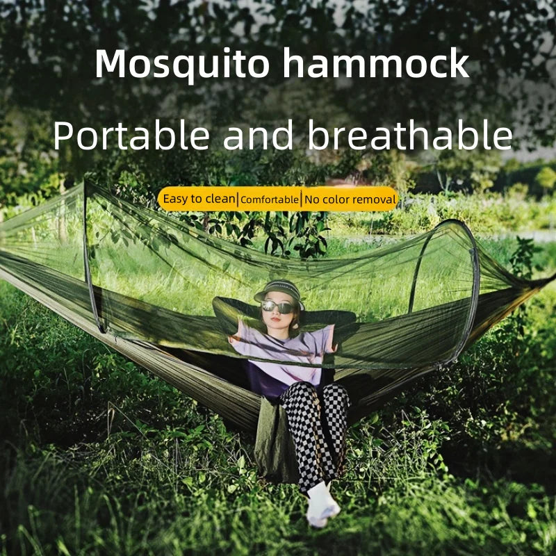 Mosquito Net Camping Hammock | Lightweight Parachute Nylon Hammock with Insect Protection